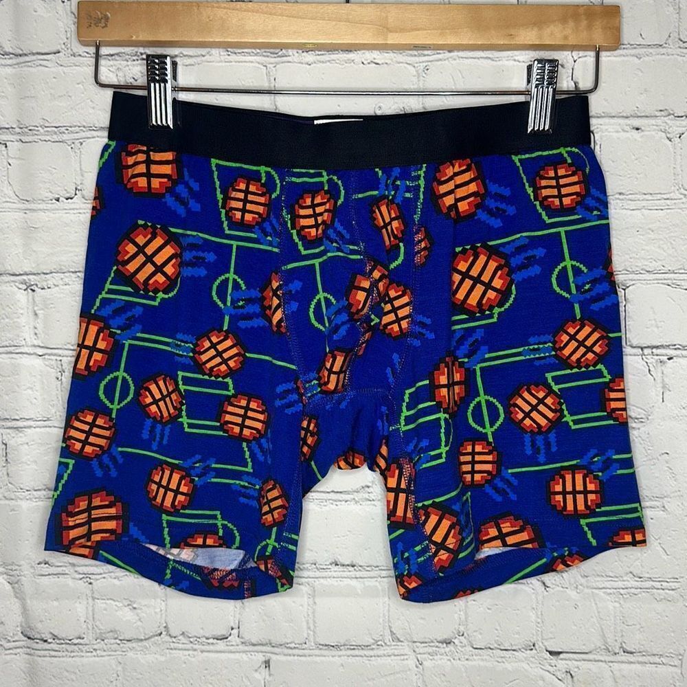 Meundies Men’s Pixelated Basketball Blue‎ Boxer Briefs size Medium New no tags